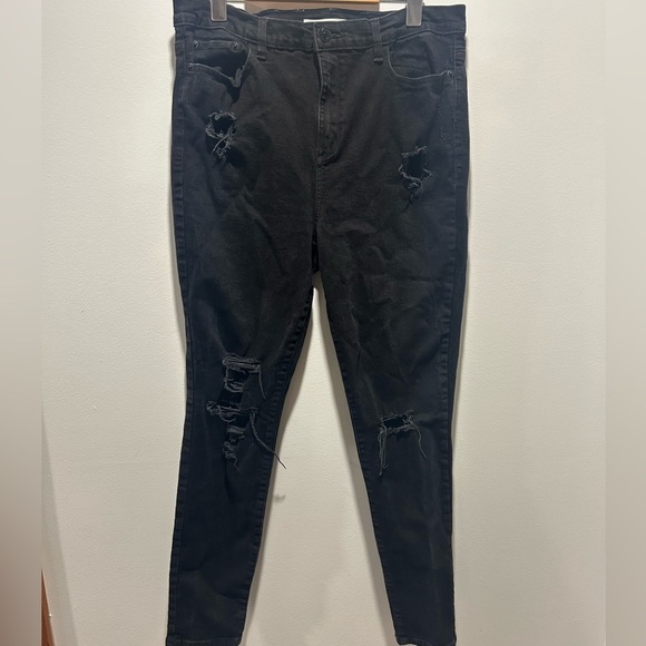 Dyndnm Denim - DYNDNM KATE, size 31, black distressed jeans, skinny leg, stretchy